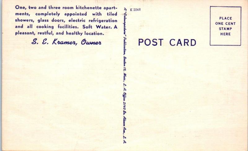SANTA BARBARA, CA  BEACH MOTEL & APARTMENTS  c1950s  Roadside  Linen  Postcard