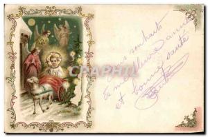 Old Postcard Child Jesus Angels Sheep