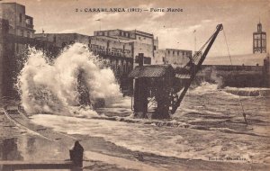 Morocco Casablanca Forte Maree Waves vintage postcard