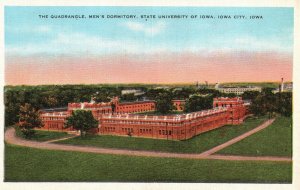 The Quadrangle Men's Dormitory State University Iowa Vintage Postcard c1930