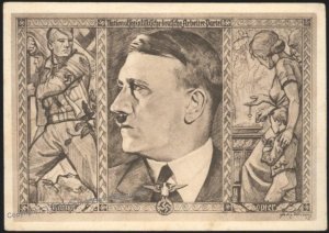 3rd Reich Germany Hitler 1932 NSDAP Battle Fund Donation Postcard Variety 111489