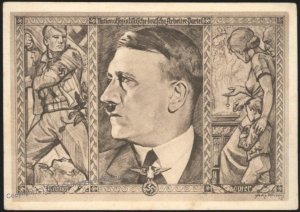 3rd Reich Germany Hitler 1932 NSDAP Battle Fund Donation Propaganda Postc 111489