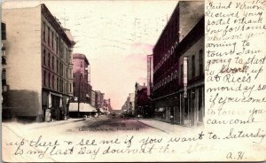 Postcard IL Freeport East on Galena St. Street View Theatre Shops 1907 M20