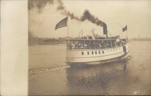 Rockland Maine ME Ferry Boat Steamer May Archer c1905 Real Photo Postcard