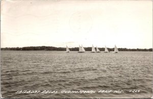 RPPC Sailboat Races at Oconomowoc Lake WI c1947 Vintage Postcard V62