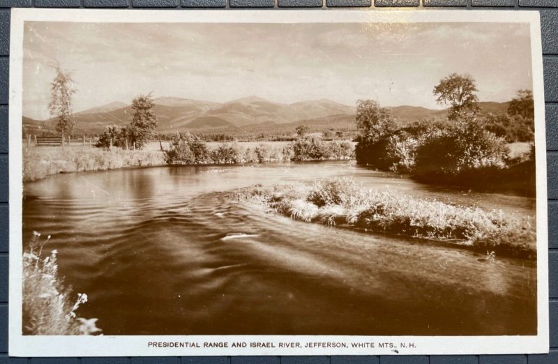 Vintage Postcard 1934 Presidential Range & Israel River Jefferson NH *REAL PHOTO