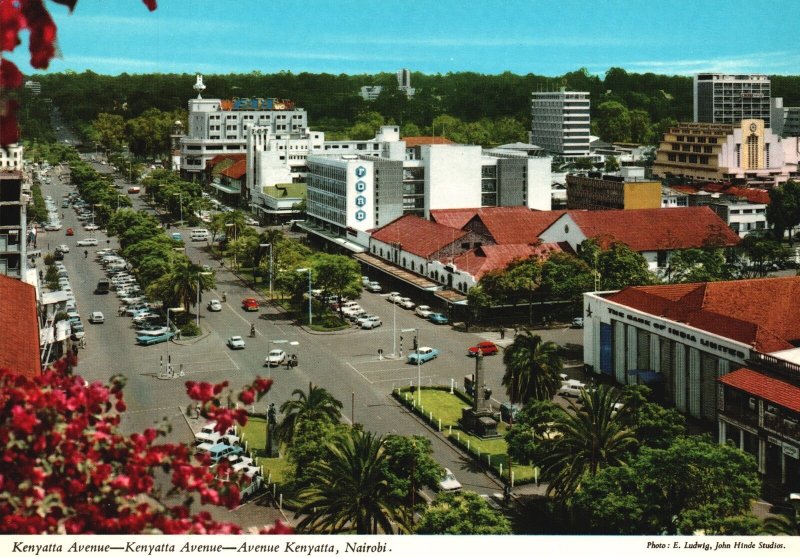 Vintage Postcard Sunny Capital Kenyatta Avenue Buildings Palms Nairobi Kenya 