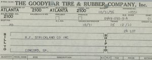 1956 Goodyear Tire & Rubber Company, Inc Piedmont Rd Atlanta GA Invoice 414