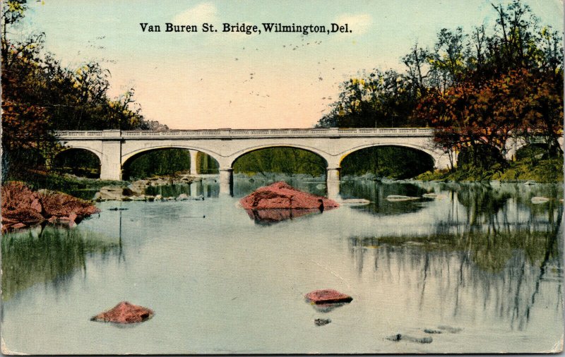 Vtg 1910s Van Buren Street Bridge Wilmington Delaware DE Postcard