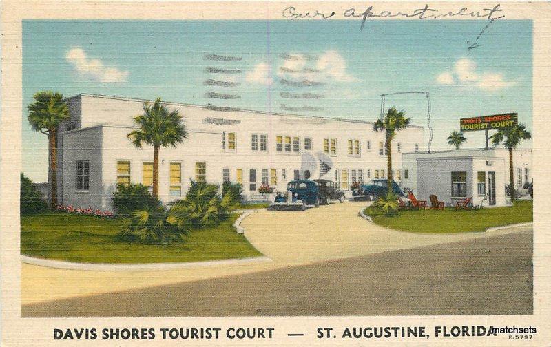 1949 Davis Shores Tourist Court St Augustine Florida Cook linen postcard 6293