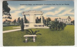 P2291 vintage postcard constiution bldgs & monument port st. joe florida unused