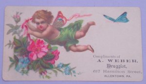 1800s Fantasy Butterfly Fairy A. Webber Medicine Allentown PA Victorian Card