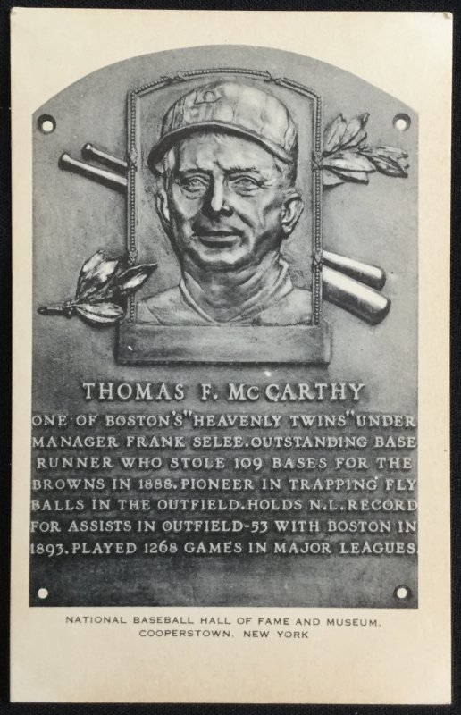 Unused Postcard Thomas F McCarthy Baseball Hall of Fame NY LB