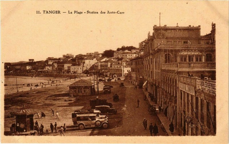 CPA AK MAROC TANGER - La Plage - Station des Auto-Cars (219622)