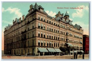 c1910 Exterior Denison Hotel Building Indianapolis Indiana IN Vintage Postcard