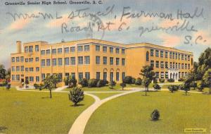 Greenville South Carolina Senior High School Street View Antique Postcard K33817