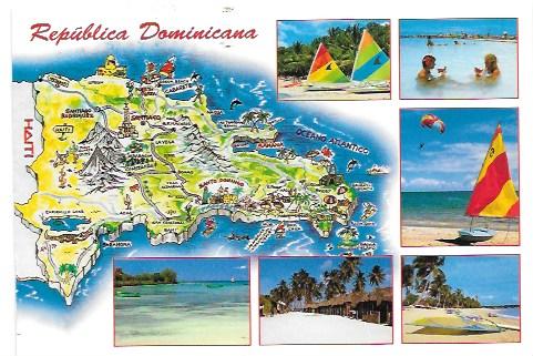 Dominican Republic.  Map & Pictures.  Great stamp.