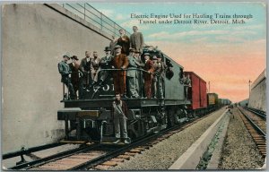 DETROIT MI ELECTRIC ENGINE FOR HAULING TRAINS ANTIQUE railroad railway POSTCARD