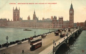 Vintage Postcard 1910's Westminster & Houses of Parliament London England UK