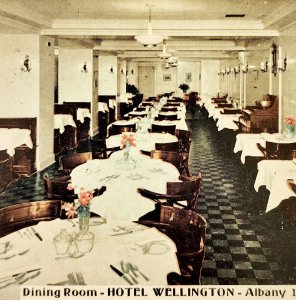 Hotel Wellington Dining Room NY Postcard Albany New York c1940s DWS5D