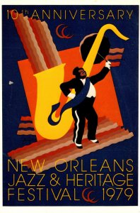 Lousiana New Orleans Jazz & Heritage Festival Poster 1979 10th Anniversary