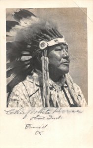 G21/ Native American Indian RPPC Postcard Enid Oklahoma Chief White Horse 7