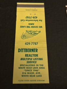 Vintage Matchbook Cover Dittberner Realtor White Bear Lake MB181