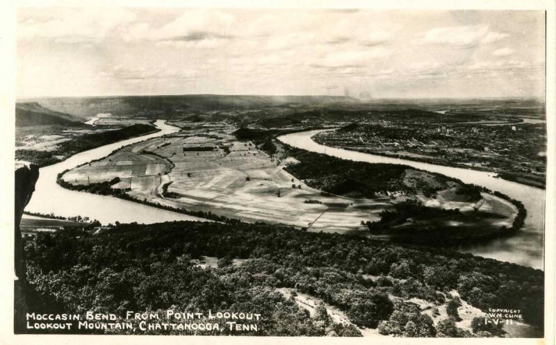 TN - Chattanooga. Mocassin Bend from Point Lookout.    *RPPC