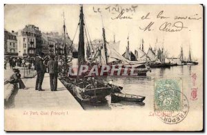 Old Postcard The Quay Port Francois tThe Treport Boat