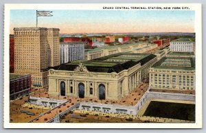 Grand Central Terminal Station Depot Train Birdseye NYC C1920's Postcard N14