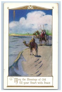 Vintage Following 3 Wise Man Star Christmas Postcard F108E