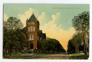 Postcard Eighth Street Neodesha Kansas Church Standard View Card