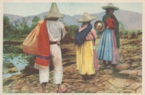 Returning To The Mexican Mexico Village Old Postcard