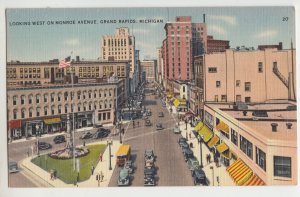 P2635 vintage postcard monroe ave scene traffic etc grand rapids michigan unused