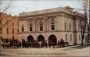 KALAMAZOO MI Central Fire Station c1910 Postcard