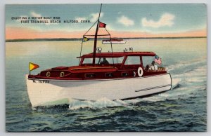 Milford CT Motor Boat Ride Fort Trumbull Connecticut Postcard O22