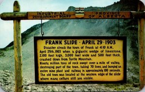 Canada Alberta The Frank Slide 29 April 1903 Marker