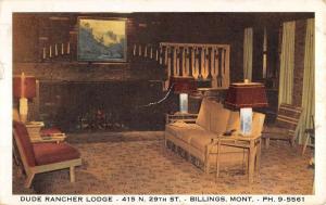 Billings Montana Dude Rancher Lodge Interior Antique Postcard K86055