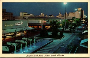 Vtg 1960s Lincoln Road Mall Miami Beach Florida FL Chrome Postcard