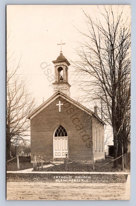 J99/ Blanchester Ohio RPPC Postcard c1910 Catholic Church 367