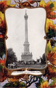 Brock's Monument Queenston Heights Patriotic Ontario ON Maple Leaf Postcard H37