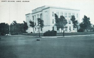 Lamar Colorado CO, County Building, Roadway, Side Street, Vintage Postcard