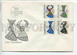 445853 Liechtenstein 1966 year FDC coat of arms block of four stamps