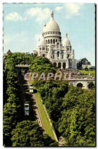 Montmartre Paris 18 - sacre du Coeur Basilica and the funicular Old Postcard