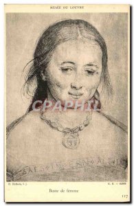 Old Postcard Musee Du Louvre Holbein Woman Bust