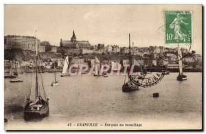 Old Postcard Granville Boats at Anchor Boat