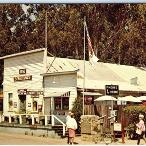 c1960s San Simeon, Calif Sebastians General Store Postcard Shell Oil Sign CA A89