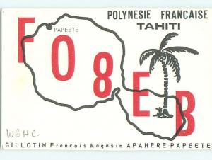 1976 vintage QSL CB HAM RADIO CARD PolynEsie Française TAHITI s0402