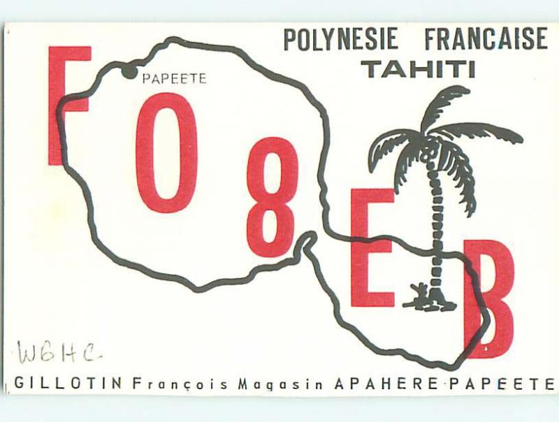 1976 vintage QSL CB HAM RADIO CARD PolynEsie Française TAHITI s0402