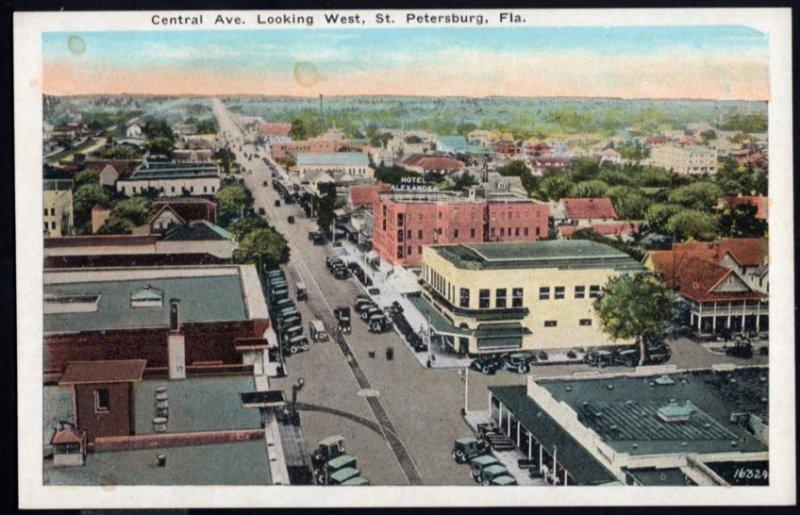 Florida ST. PETERSBURG Central Avenue looking West older cars - White Border